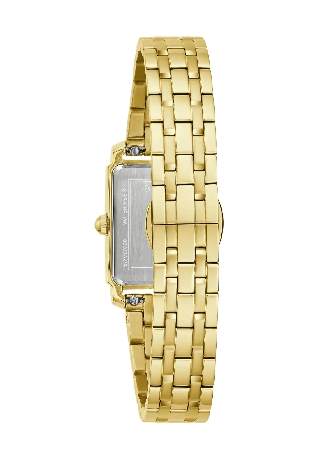 Rechteckige Armbanduhr mit Perlmuttzifferblatt