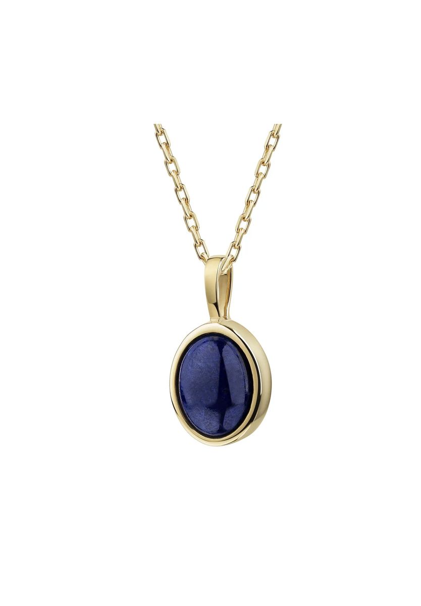 Goldkette mit ovalem Lapislazuli Anhänger