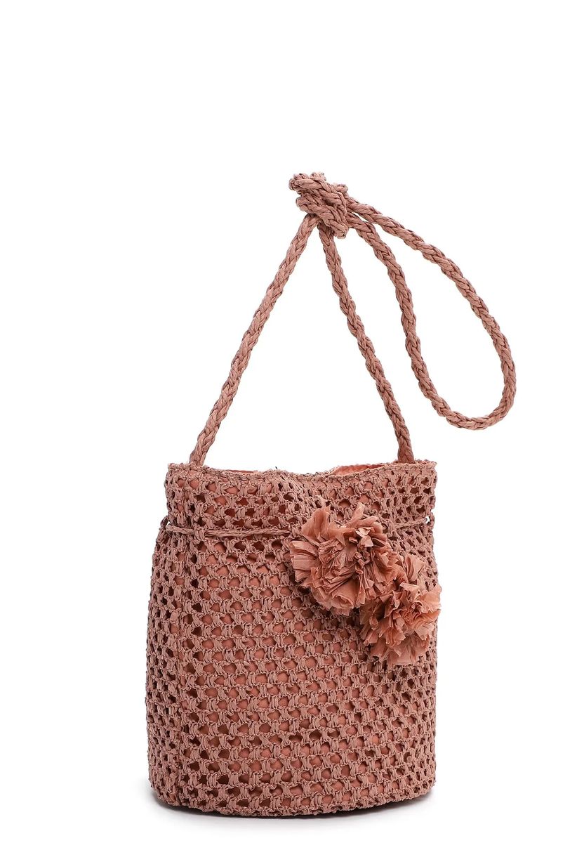 Geflochtene Umhängetasche in Bast-Optik