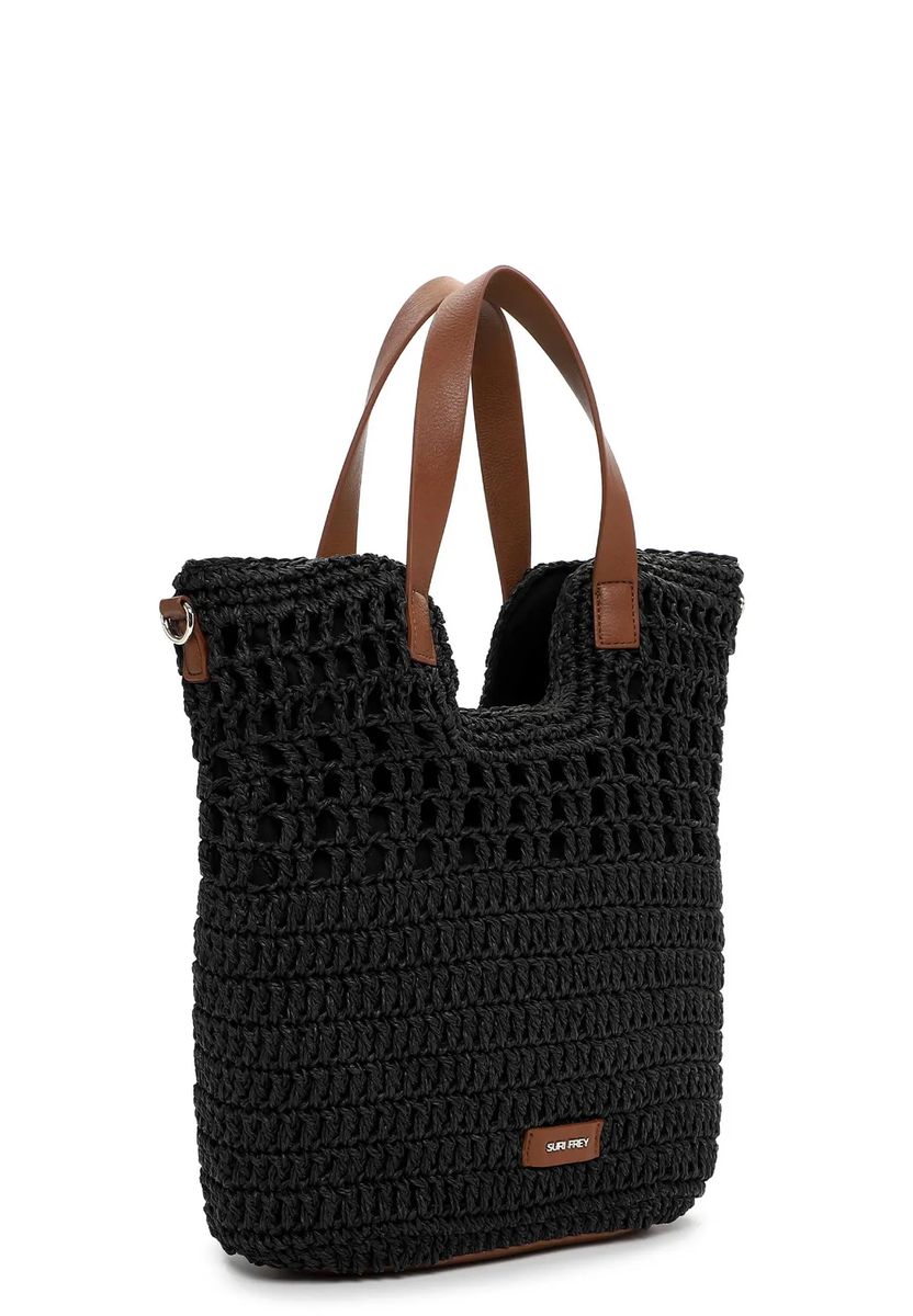 Gewebte Shopper-Tasche mit Kontrastriemen