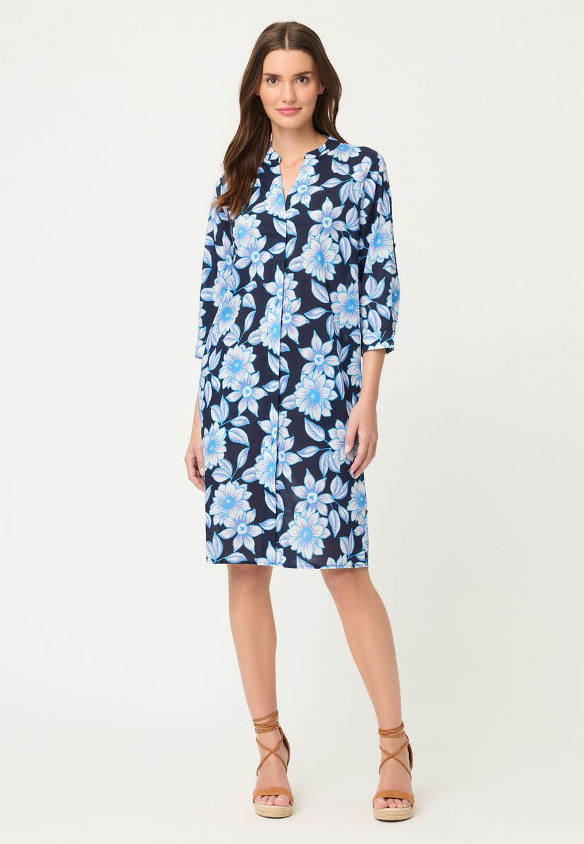 Baumwoll-Blusenkleid mit Blumenprint