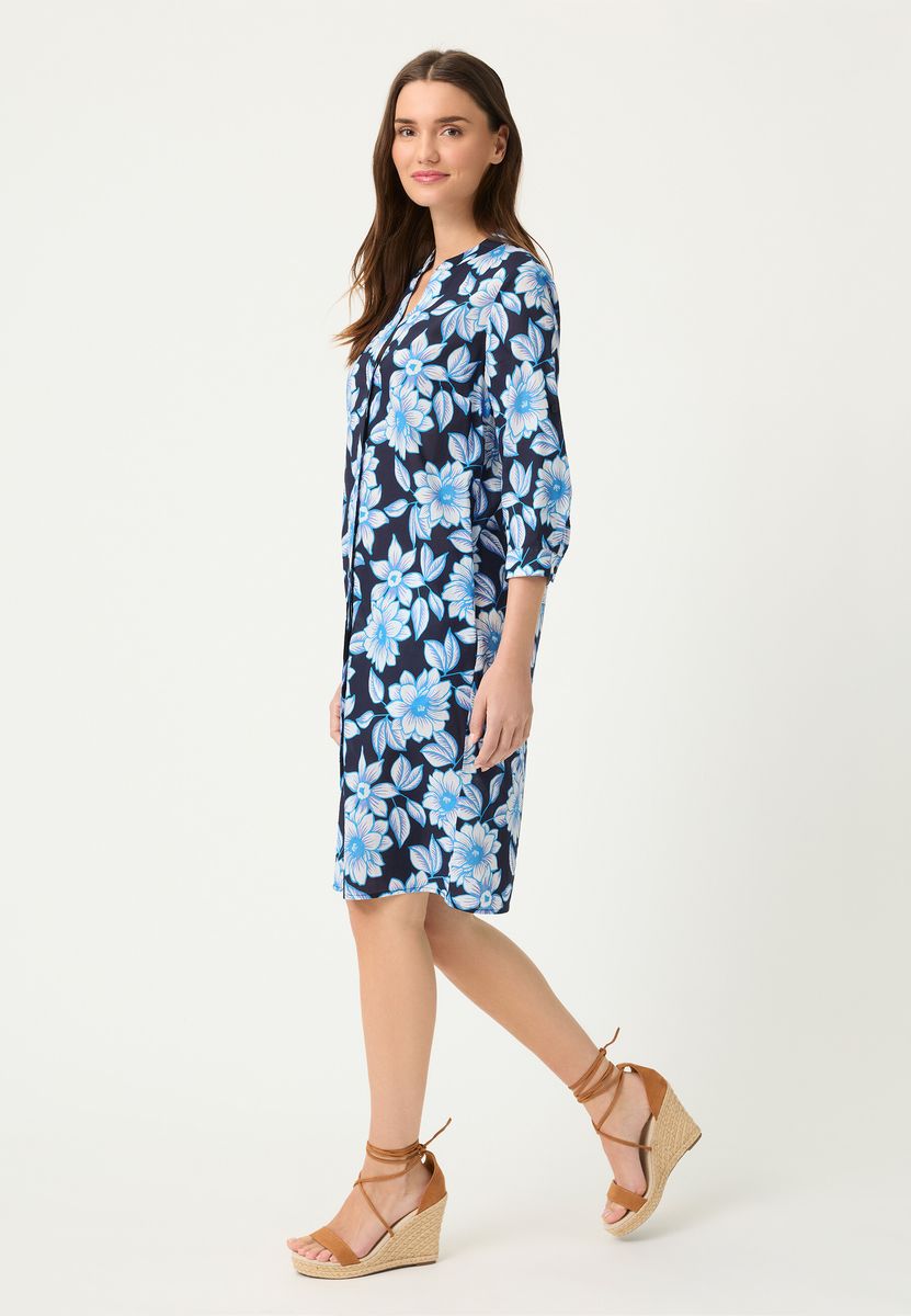 Baumwoll-Blusenkleid mit Blumenprint