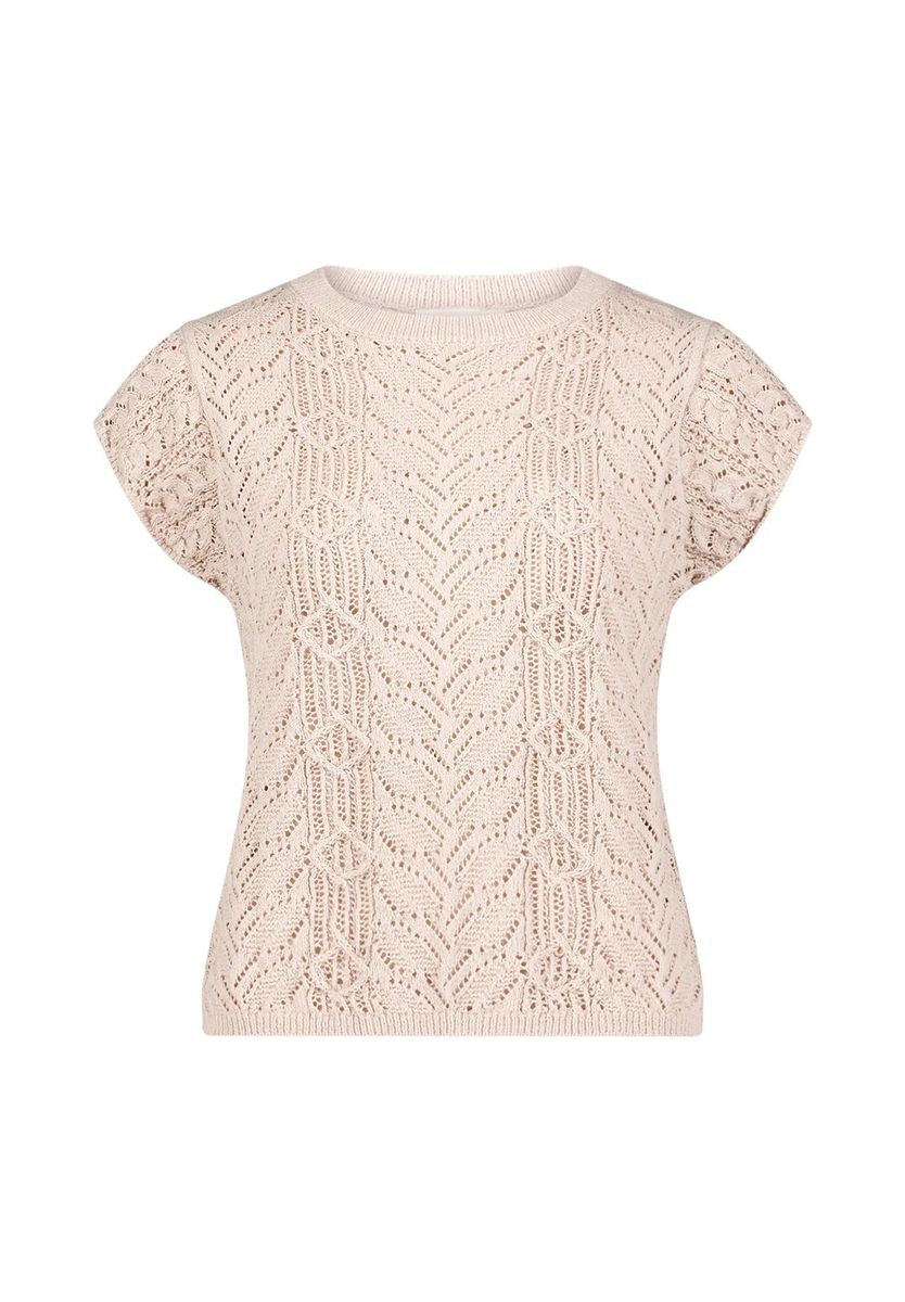 Kurzärmeliges Stricktop mit Ajourmuster