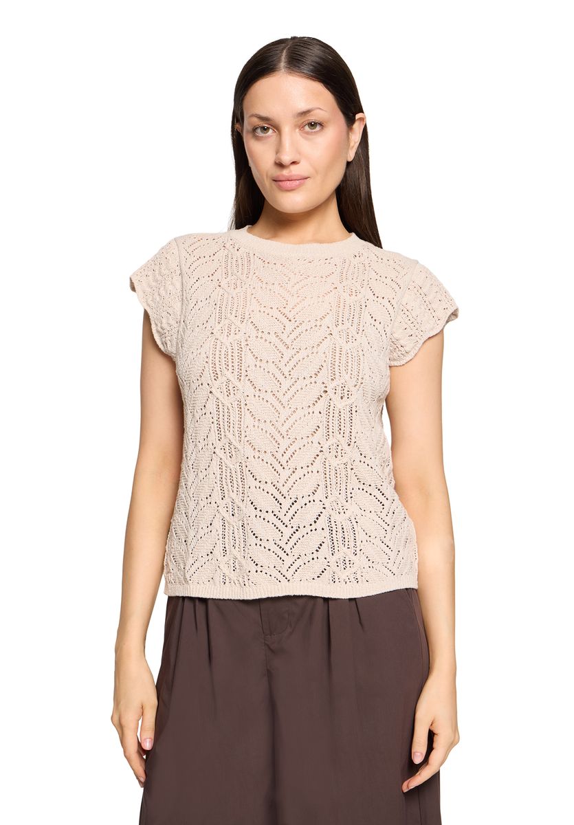 Kurzärmeliges Stricktop mit Ajourmuster