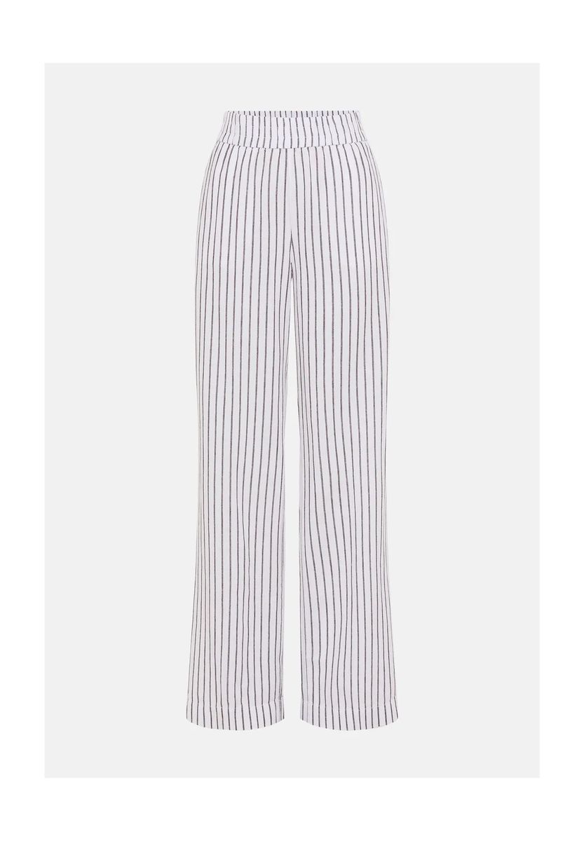 Weite Gestreifte Hose mit Leinenanteil