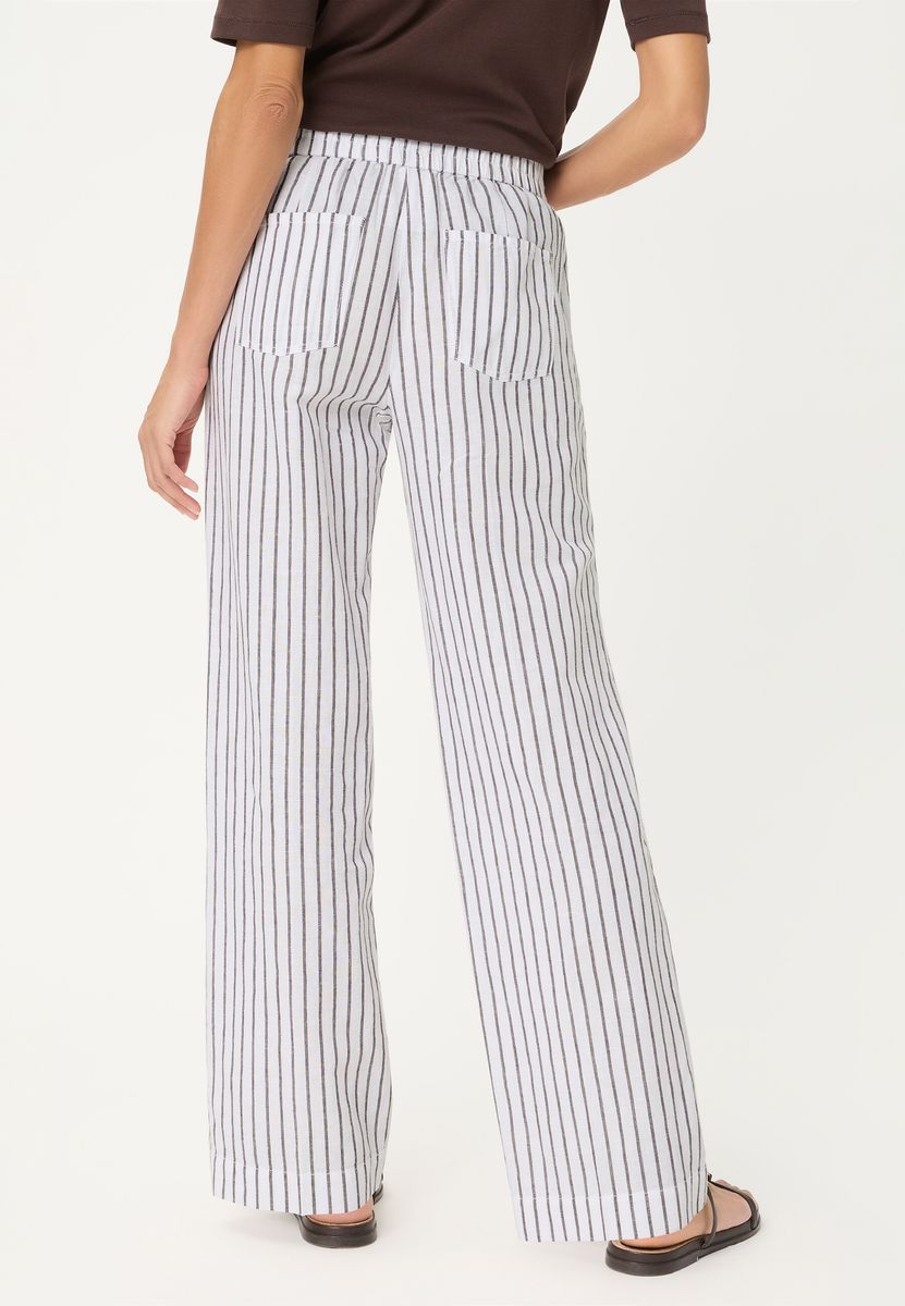 Weite Gestreifte Hose mit Leinenanteil