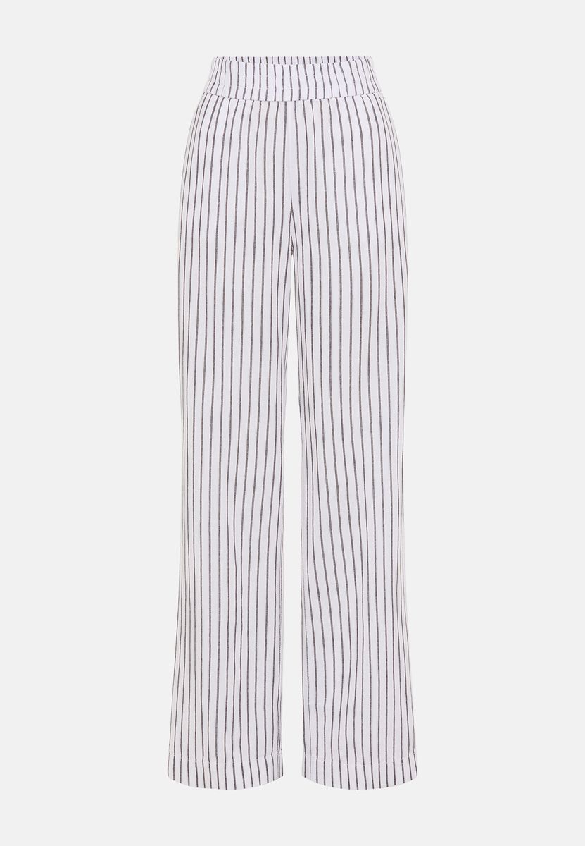 Weite Gestreifte Hose mit Leinenanteil