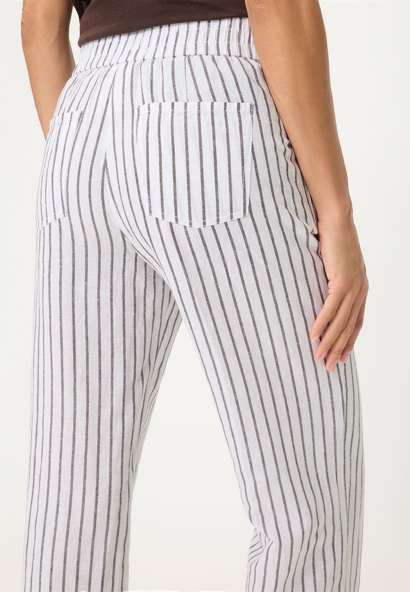 Weite Gestreifte Hose mit Leinenanteil