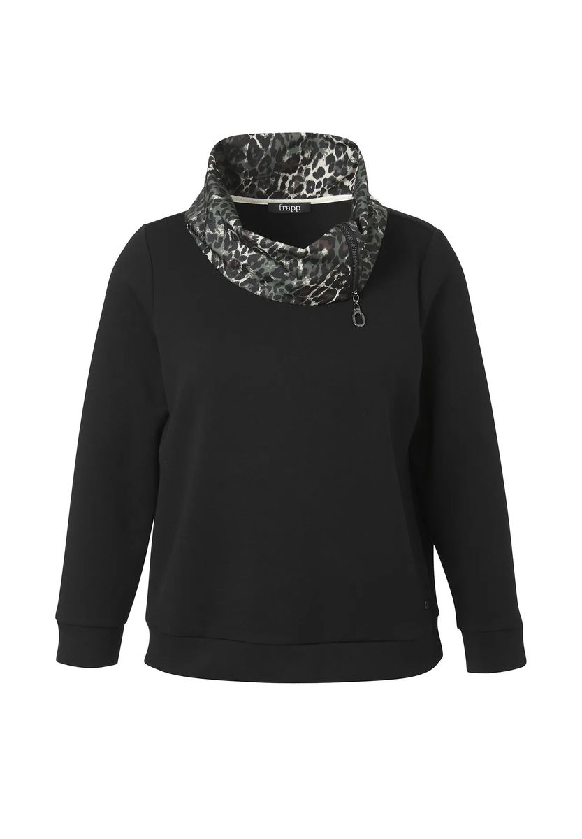 Bequemes Sweatshirt mit Leoparden-Stehkragen