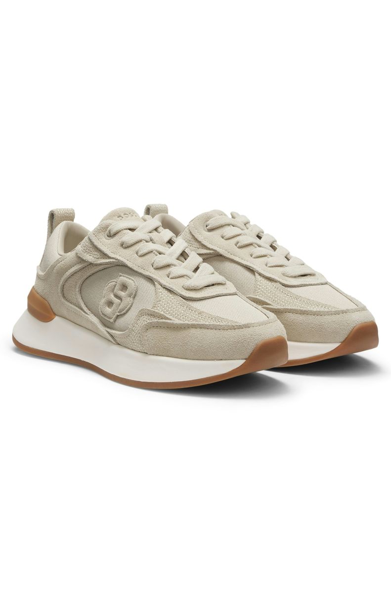 Sneaker aus Wildleder und Canvas mit Monogramm