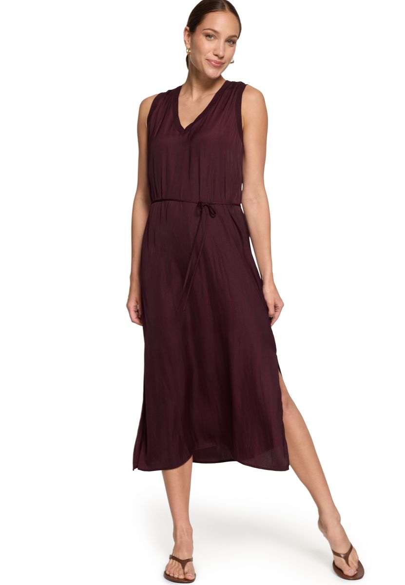 Ärmelloses Midi-Kleid mit V-Ausschnitt