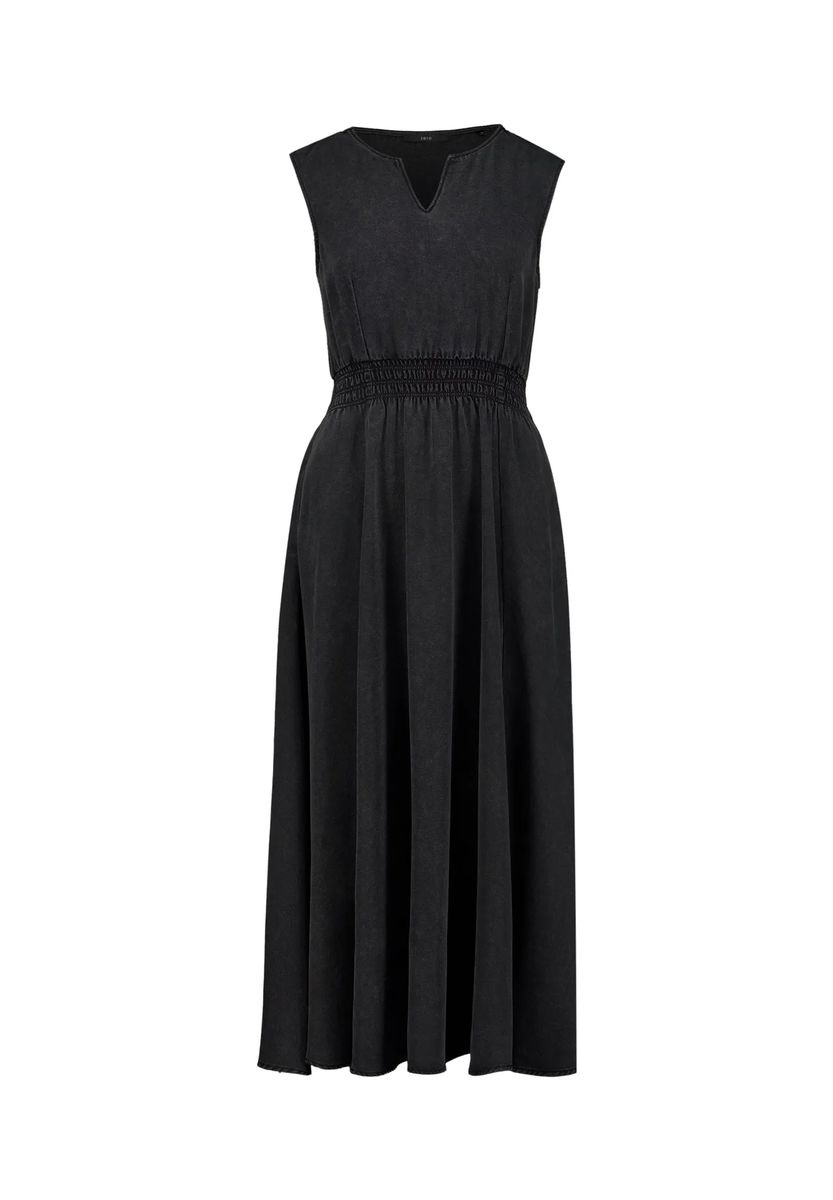 Ärmelloses Midikleid mit gesmokter Taille