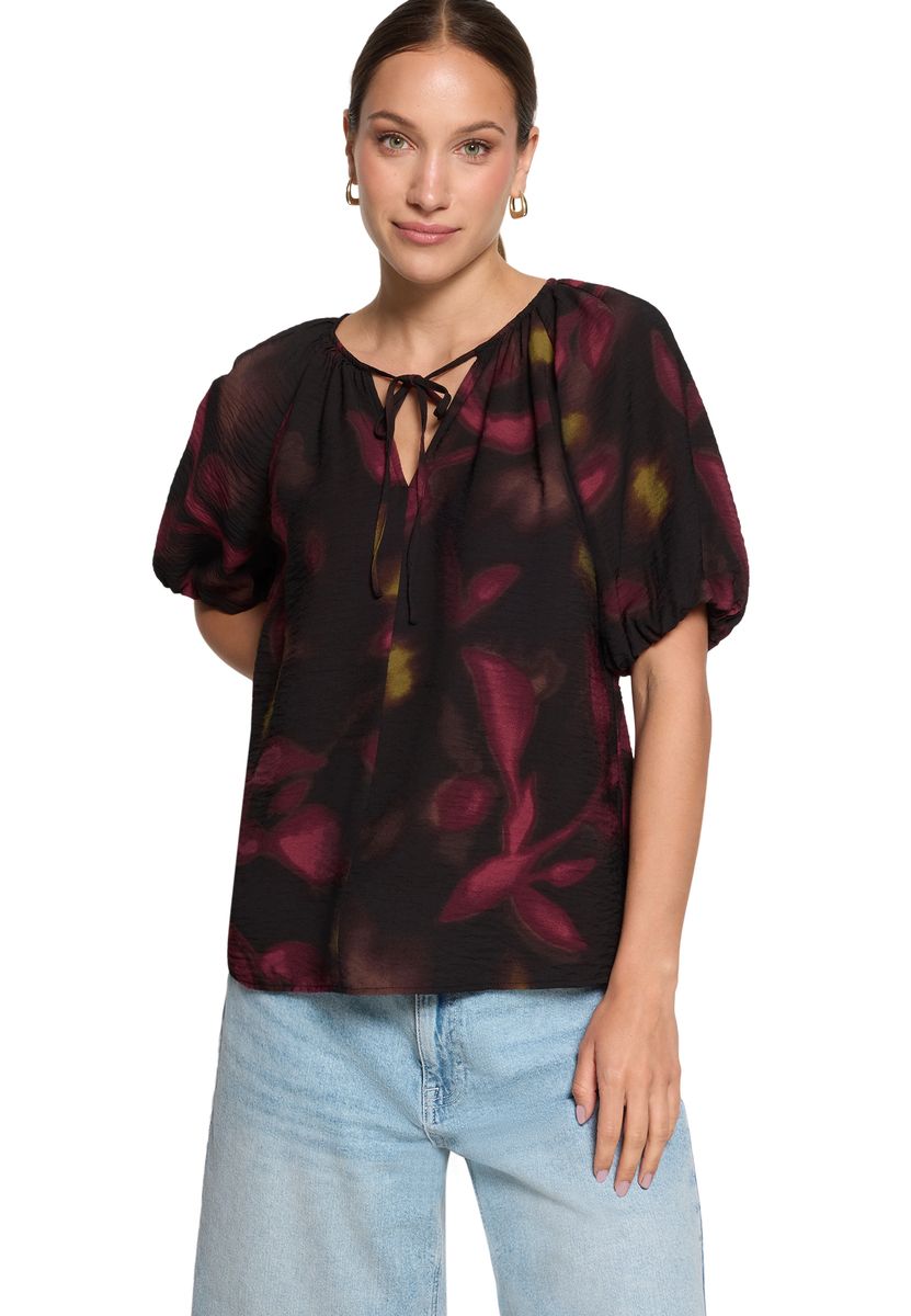Print-Bluse mit Schlüsselloch-Ausschnitt