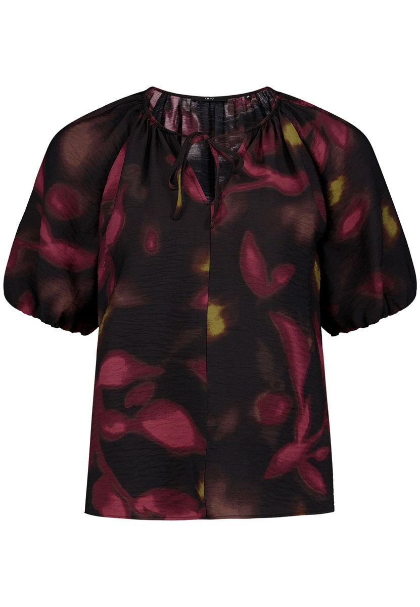 Print-Bluse mit Schlüsselloch-Ausschnitt