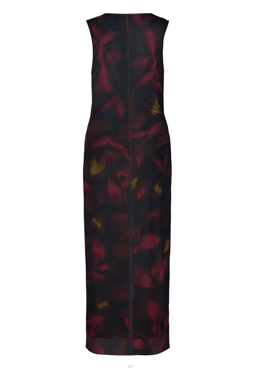 Drapiertes Mesh-Midikleid mit Blumenmuster