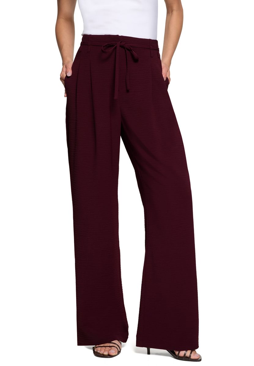 Weite High-Waist-Stoffhose mit Gürtel