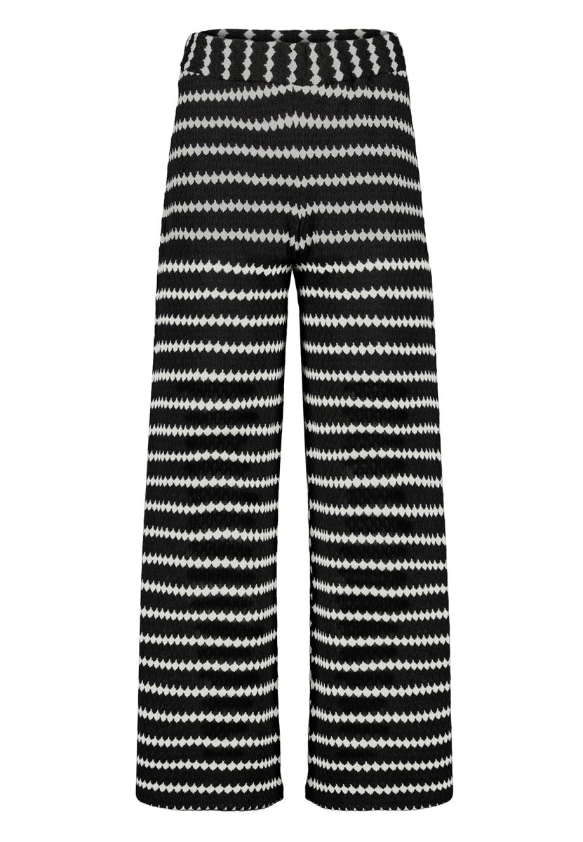 Gemusterte Strickhose mit weitem Bein