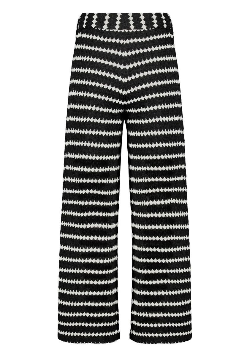 Gemusterte Strickhose mit weitem Bein