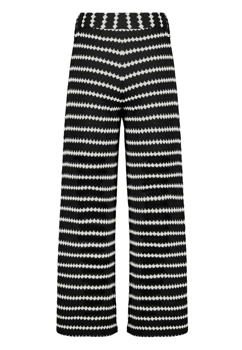 Gemusterte Strickhose mit weitem Bein
