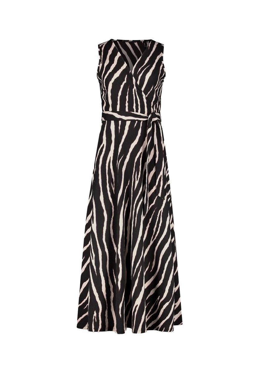Ärmelloses Wickelkleid mit Zebramuster