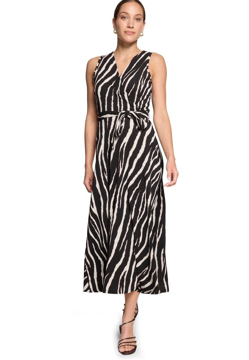 Ärmelloses Wickelkleid mit Zebramuster