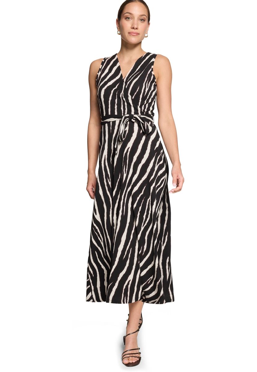 Ärmelloses Wickelkleid mit Zebramuster