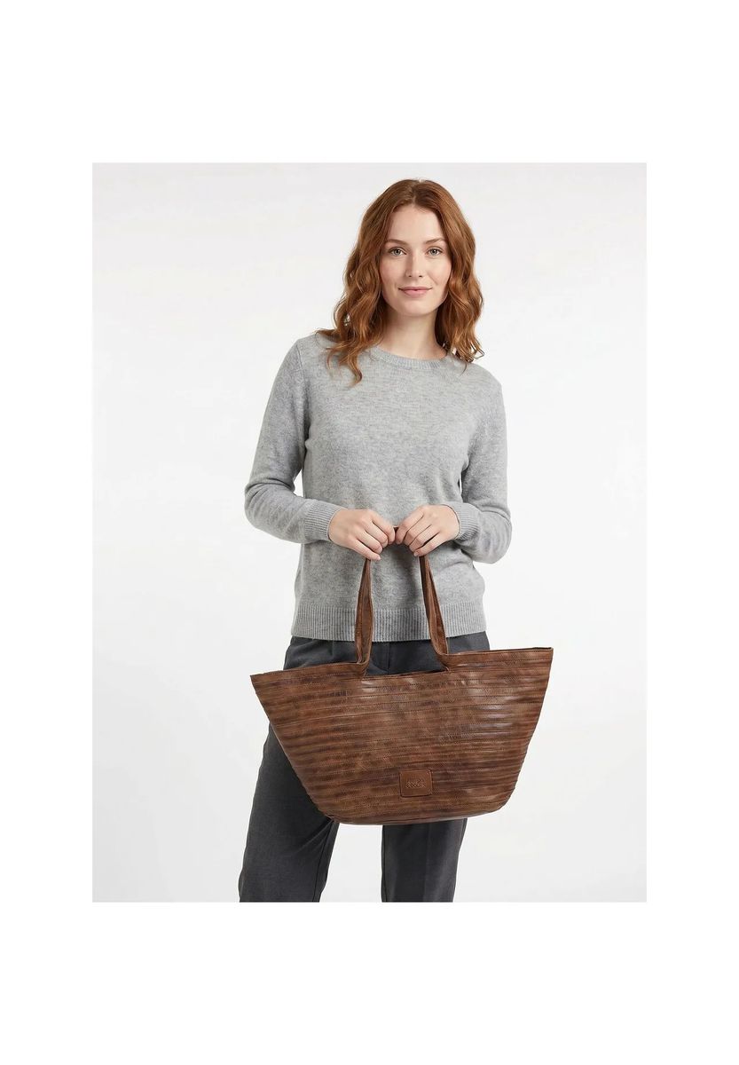 Leder-Shopper mit Lagen-Design