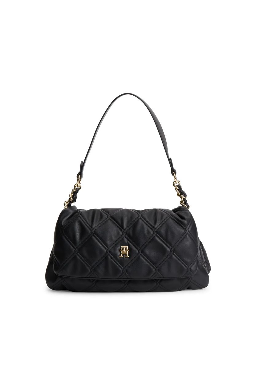 Gesteppte Schultertasche mit Kettendetail