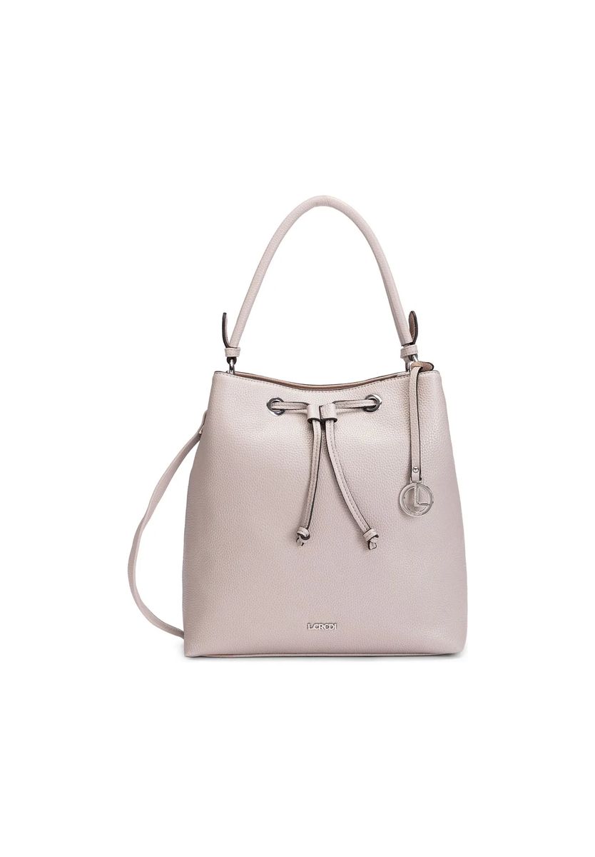 Genarbte Beuteltasche mit Kordelzug