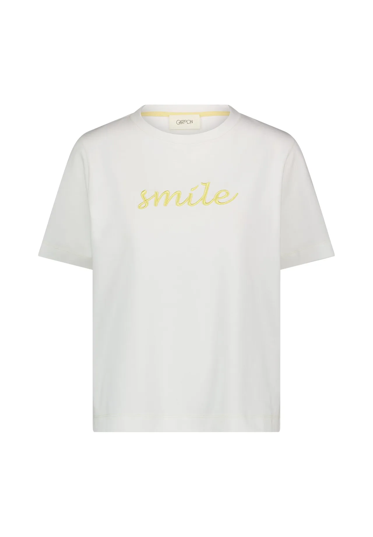 Baumwoll-T-Shirt mit Smile-Stickerei