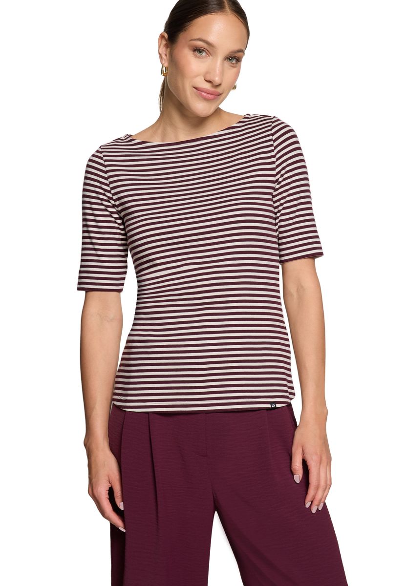 Gestreiftes Halbarmshirt mit U-Boot-Ausschnitt