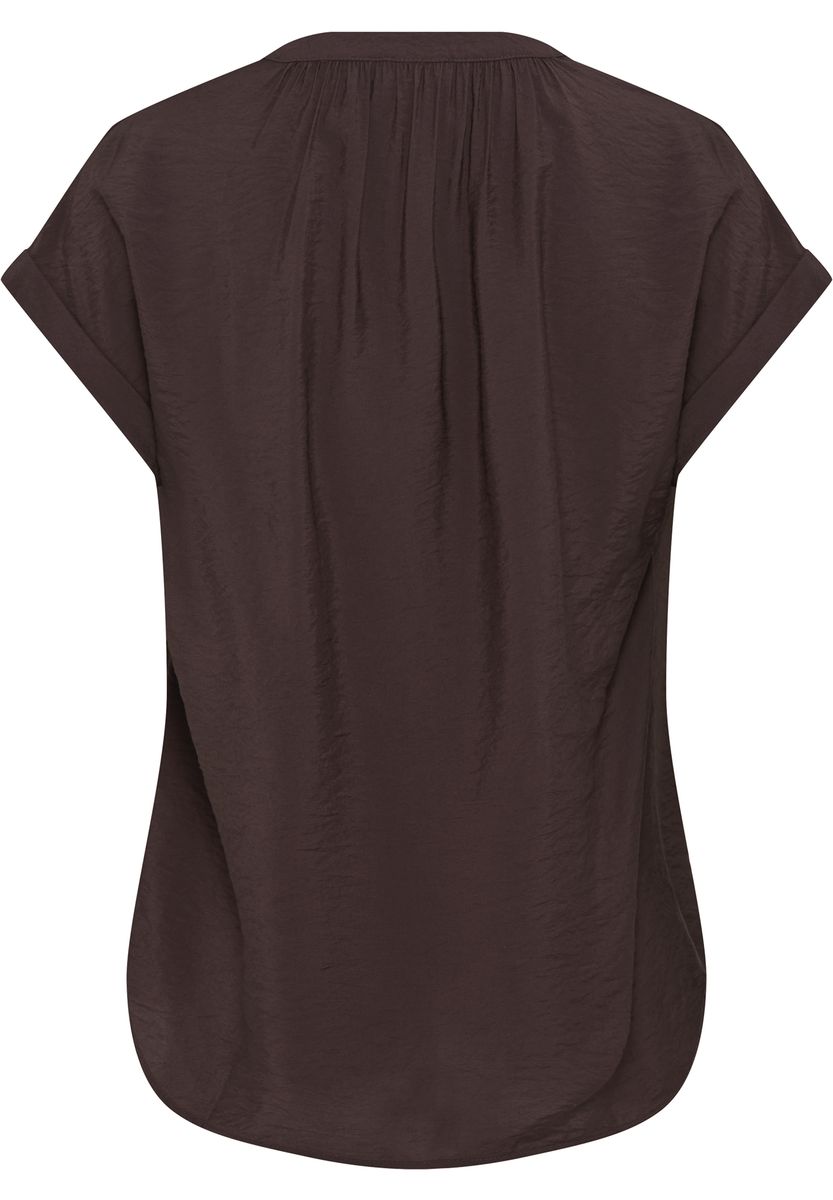 Bluse mit V-Ausschnitt und Schulterfalten