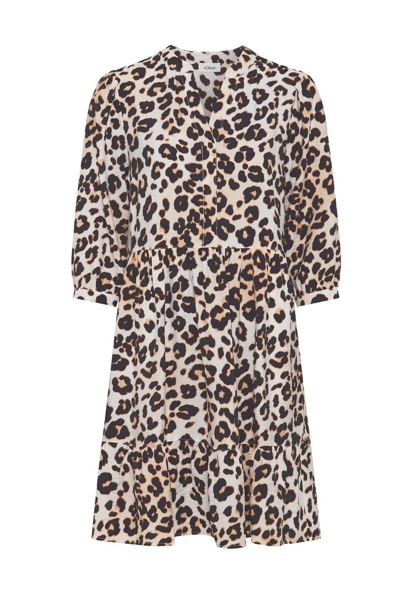 Gestuftes Midikleid mit Leopardenmuster