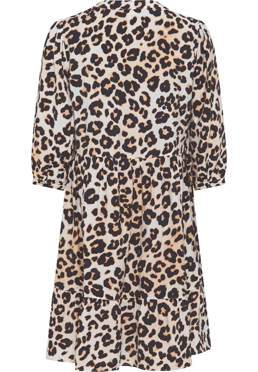 Gestuftes Midikleid mit Leopardenmuster