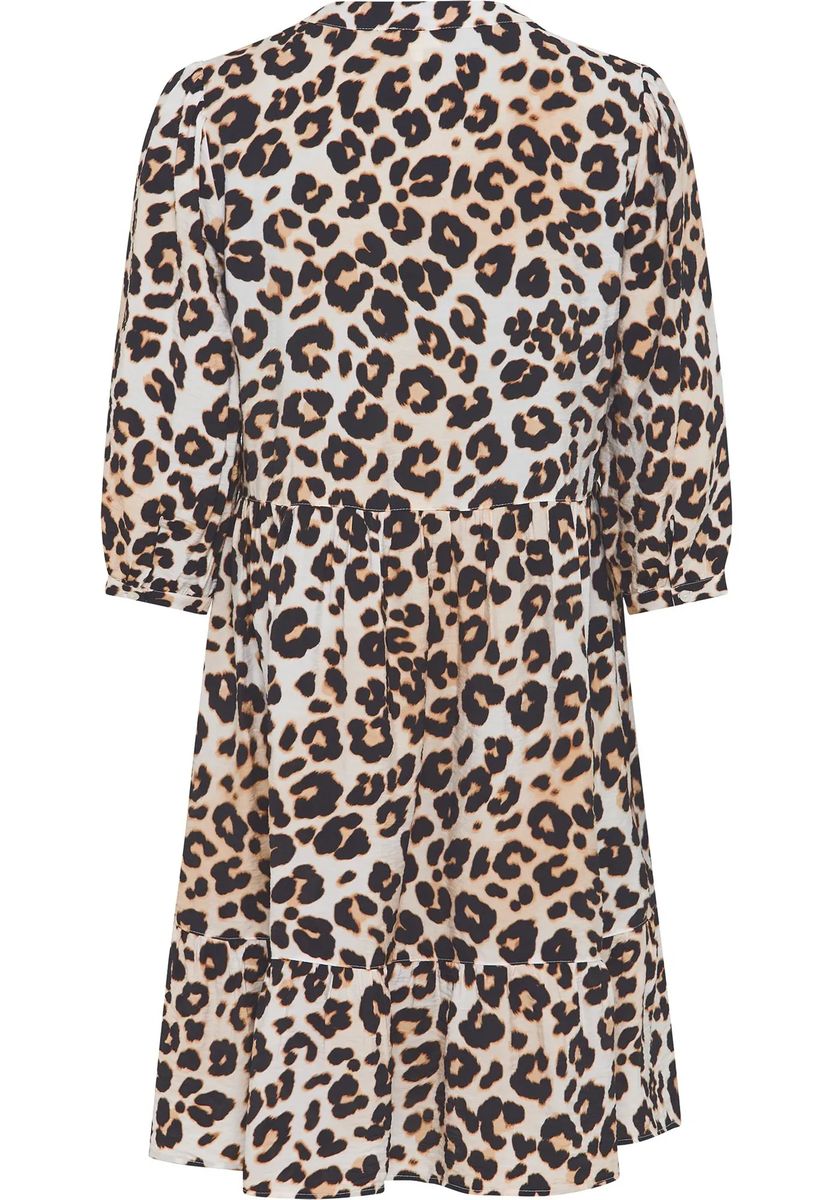 Gestuftes Midikleid mit Leopardenmuster