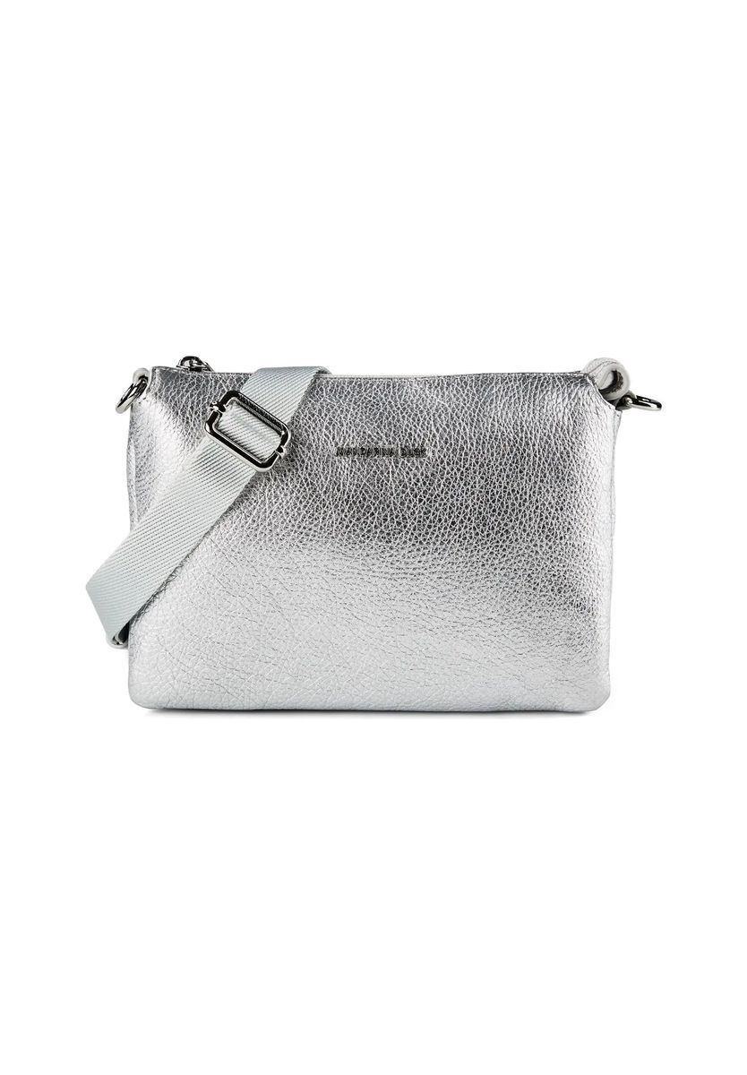Metallische Crossbody-Tasche aus genarbtem Leder