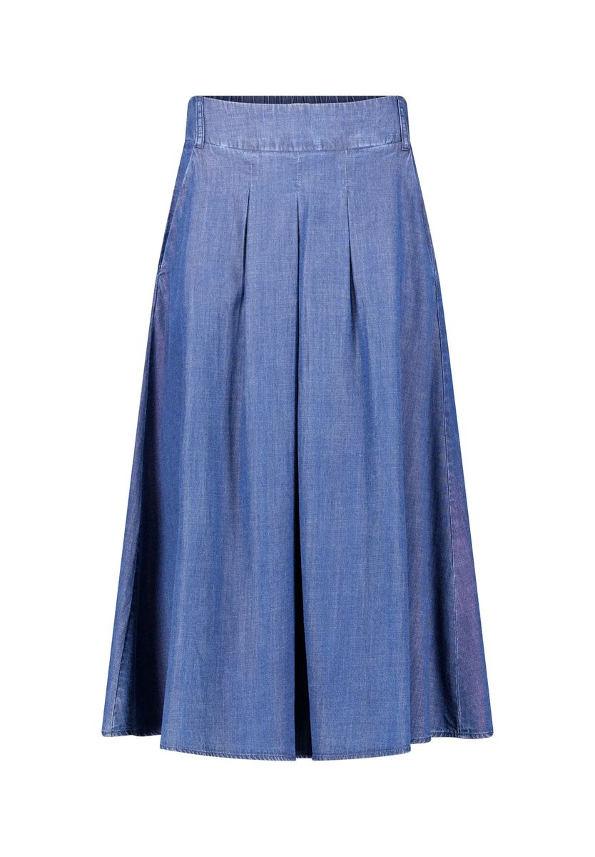 Ausgestellter Midirock in Denim-Optik