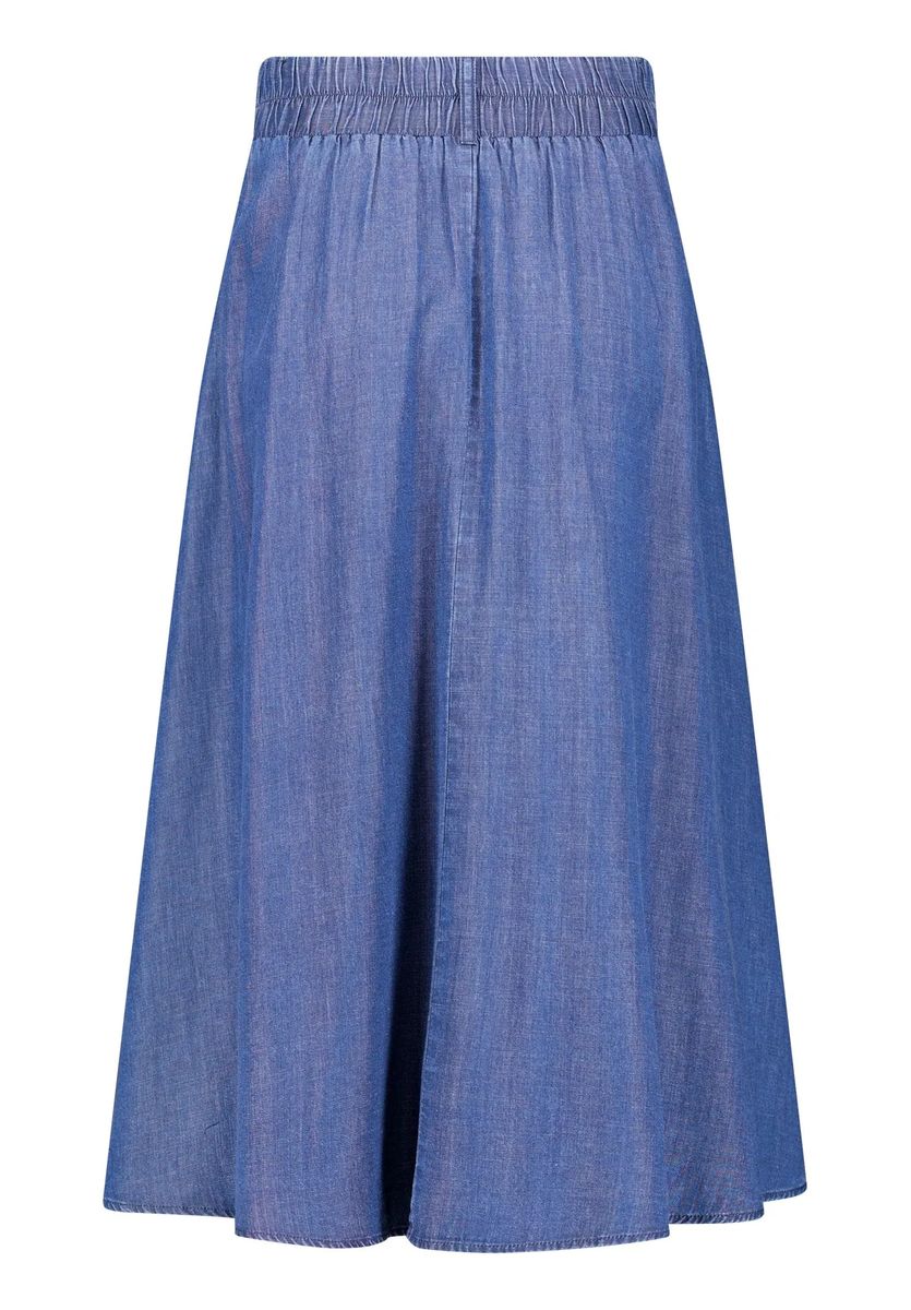 Ausgestellter Midirock in Denim-Optik