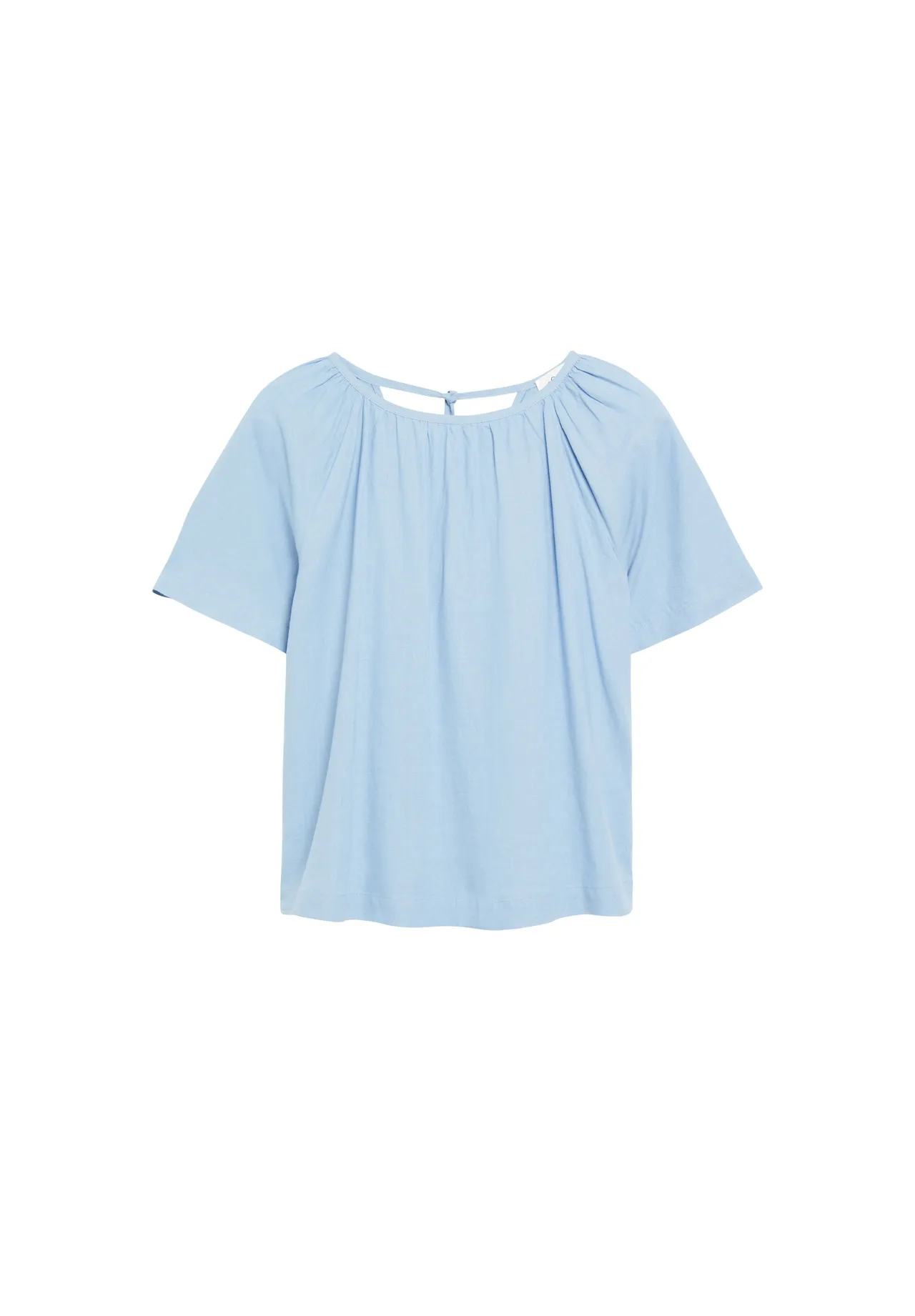 Leinenmix-Bluse mit Raffungen