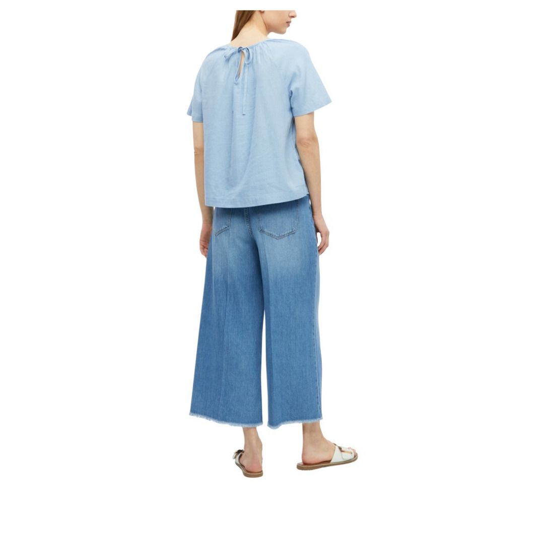 Leinenmix-Bluse mit Raffungen