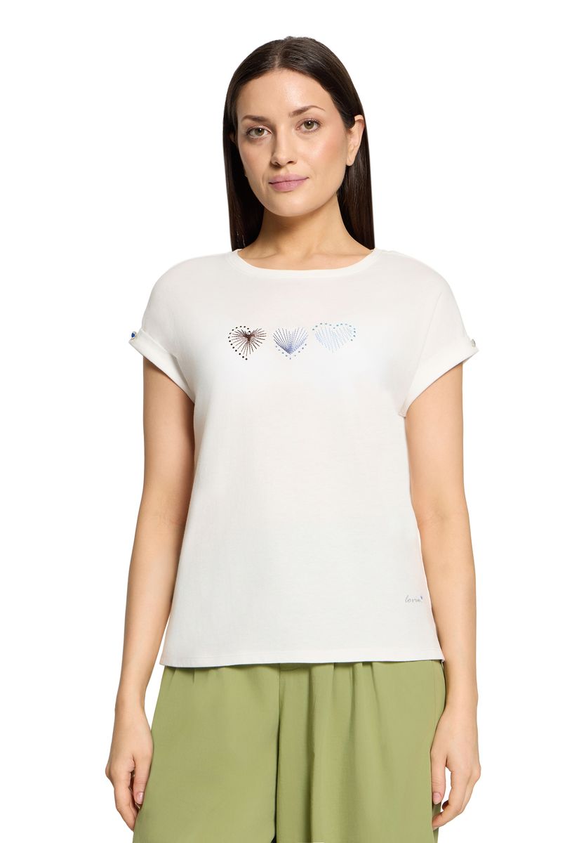 Baumwoll-Shirt mit Herz-Stickerei