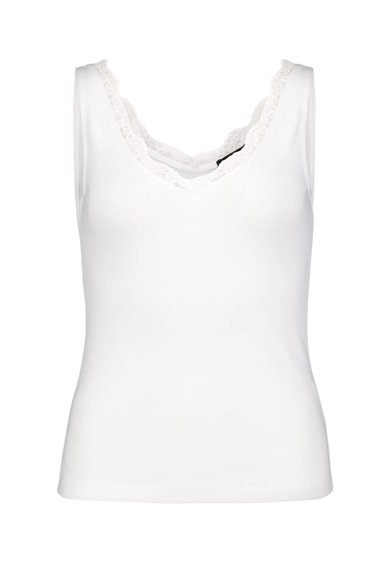 Tanktop mit Spitzenbesatz aus Baumwolle