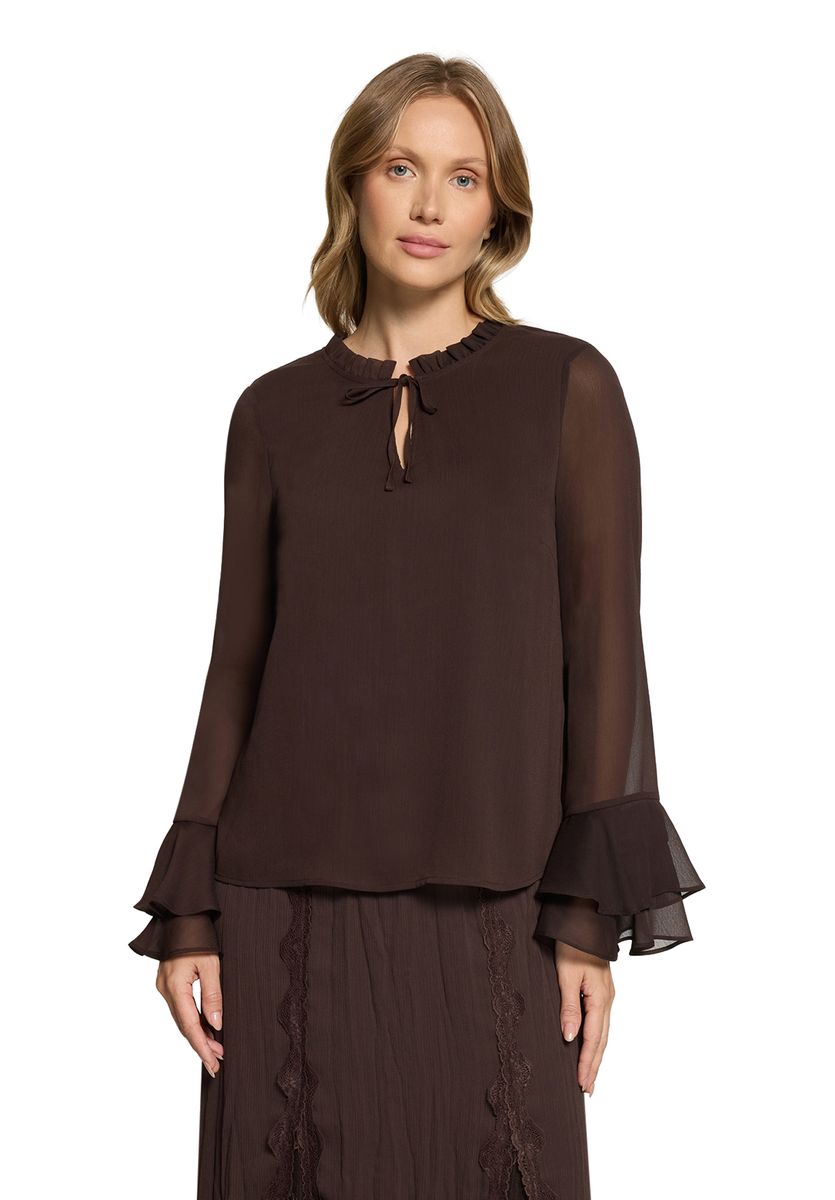 Fließende Bluse mit Volantärmeln