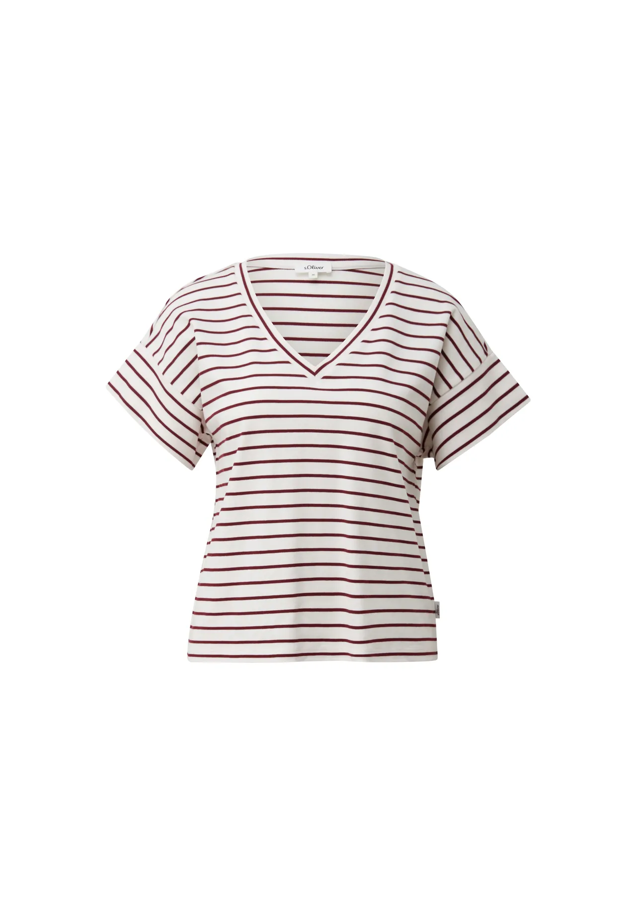 Gestreiftes T-Shirt mit V-Ausschnitt