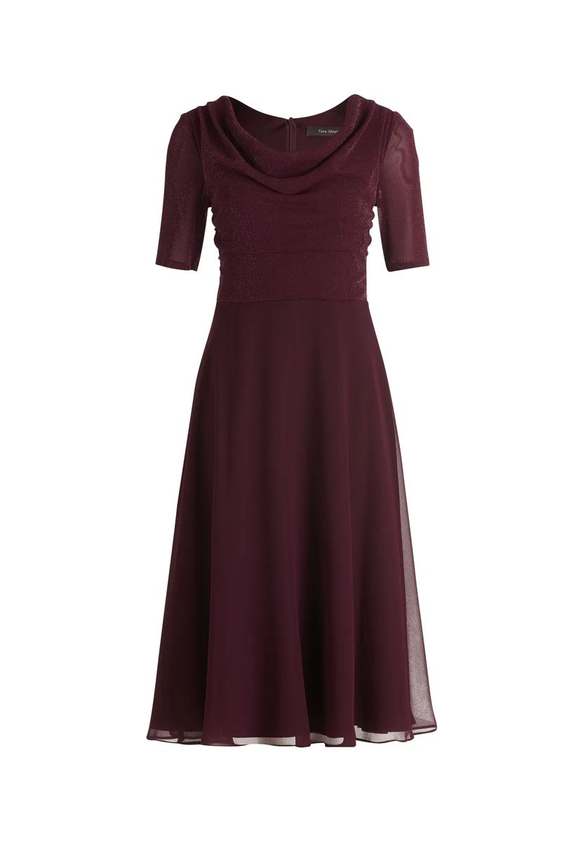 Elegantes Schimmerkleid mit Wasserfallausschnitt