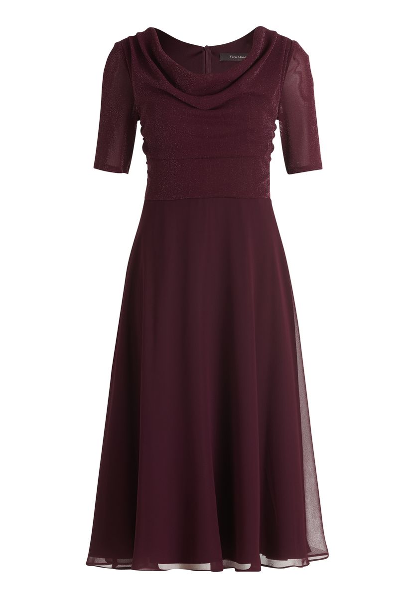 Elegantes Schimmerkleid mit Wasserfallausschnitt