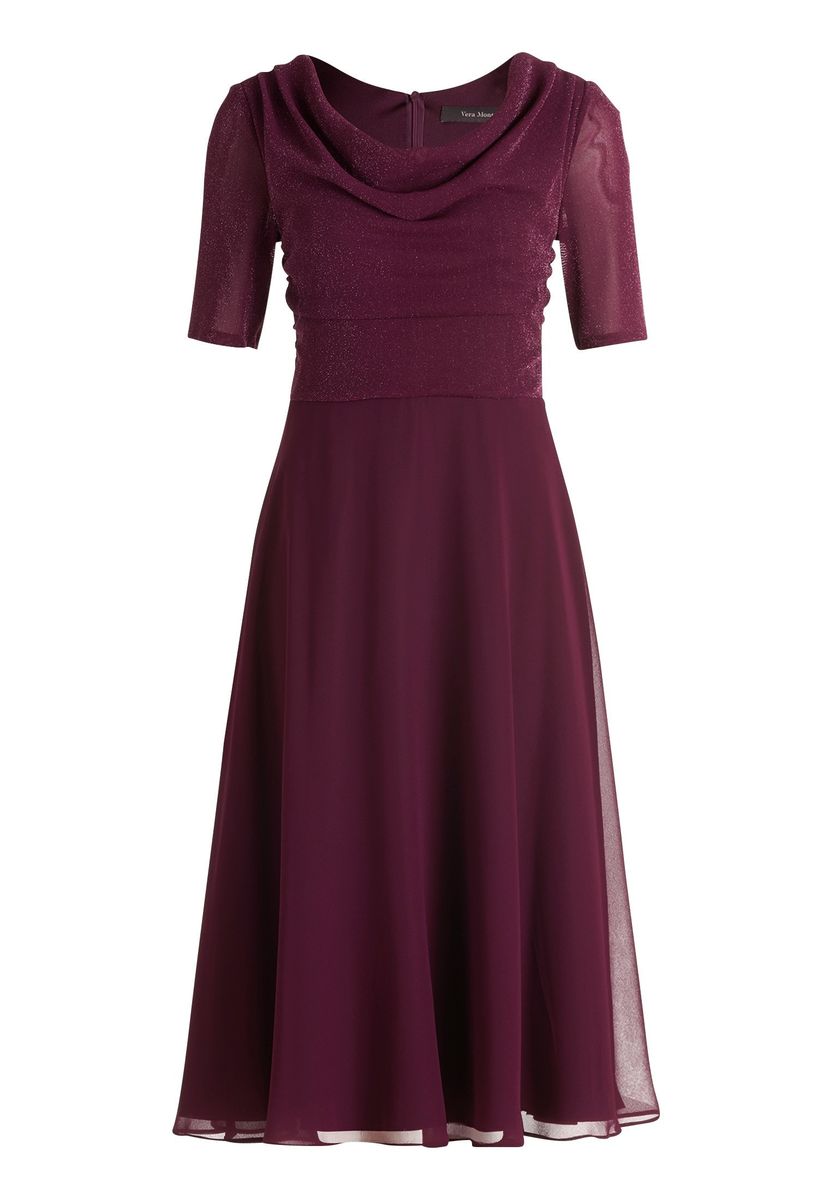Elegantes Schimmerkleid mit Wasserfallausschnitt