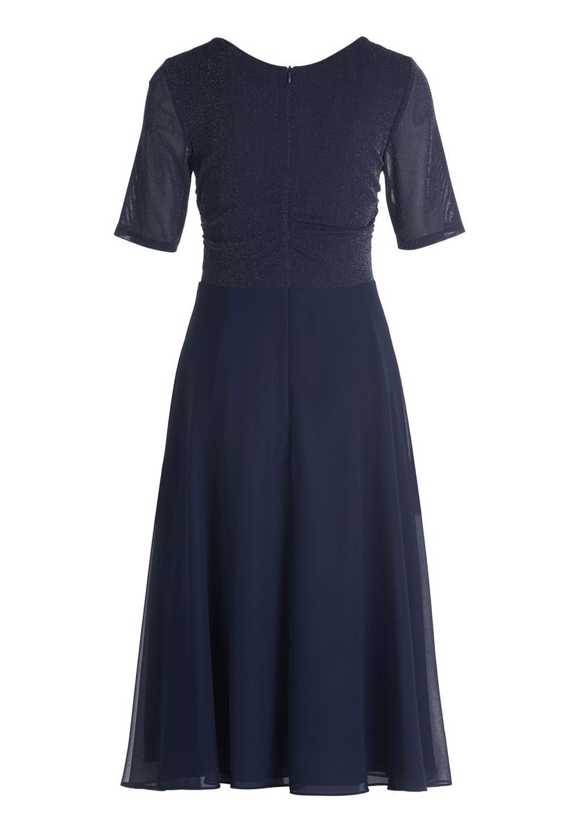 Schimmerndes Midi-Kleid mit Wasserfall-Ausschnitt