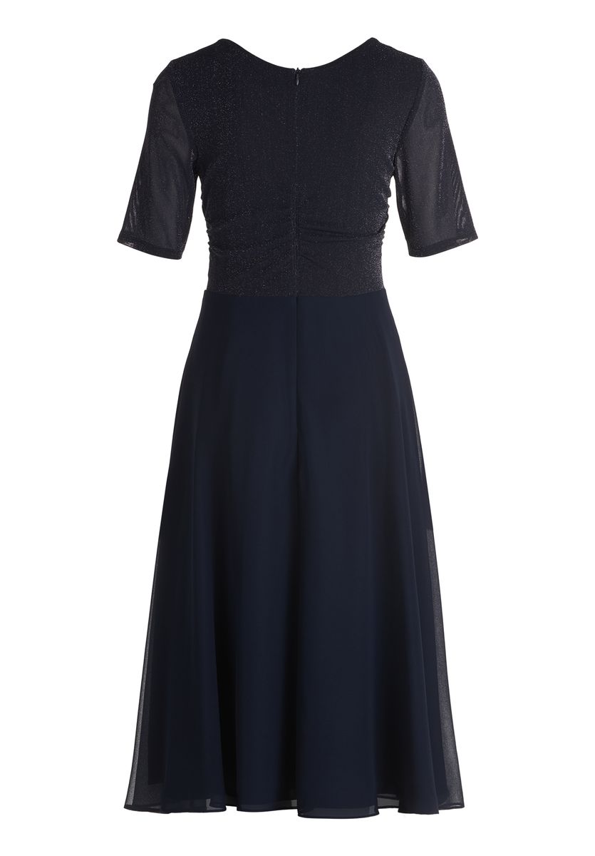Schimmerndes Midi-Kleid mit Wasserfall-Ausschnitt