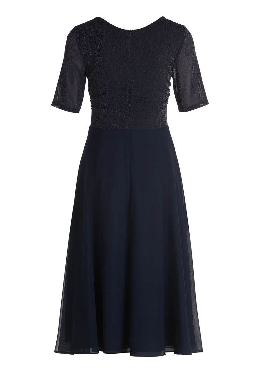 Schimmerndes Midi-Kleid mit Wasserfall-Ausschnitt